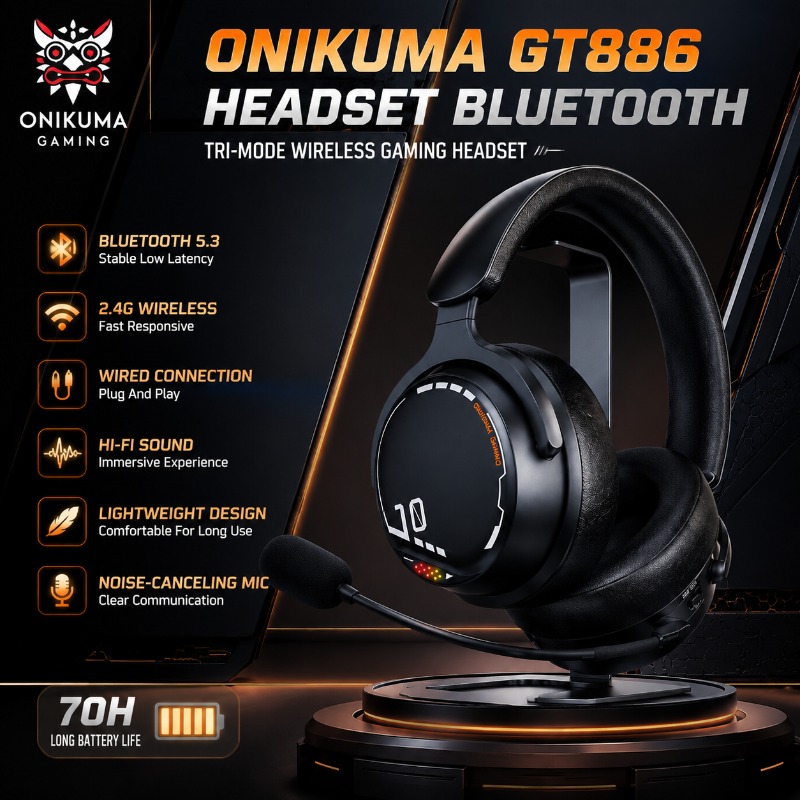 Esports Gaming Headset - ONIKUMA GT886 Gaming Headset Tri Mode