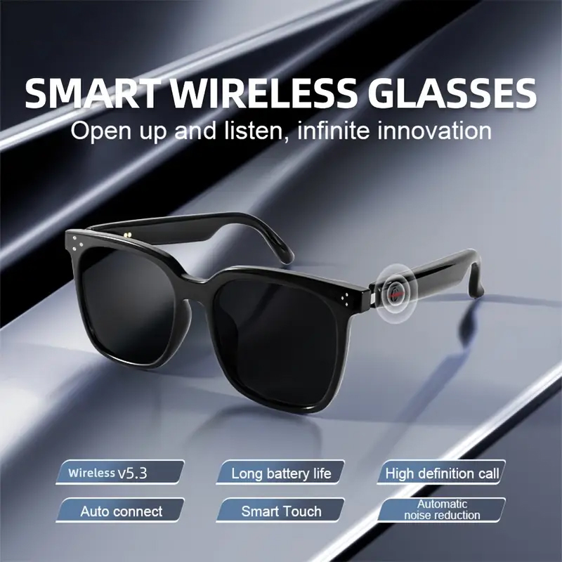 Gaming Glasses Blue - Camera Smart Glasses Bluetooth Call Voice