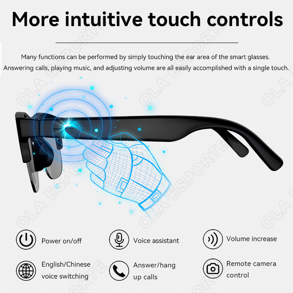 NEW Smart Glasses V5.3 Bluetoo - Gaming Glasses Blue 评论和价格
