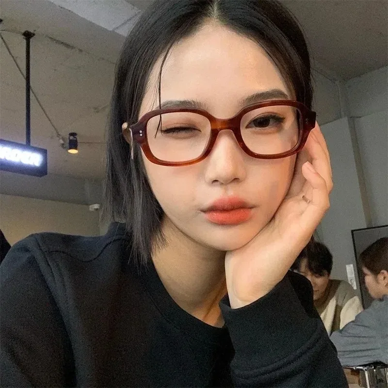 Retro Square Myopia Glasses Wo - Gaming Glasses Blue 评论和价格