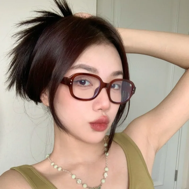 Retro Square Myopia Glasses Wo - Gaming Glasses Blue 评论和价格